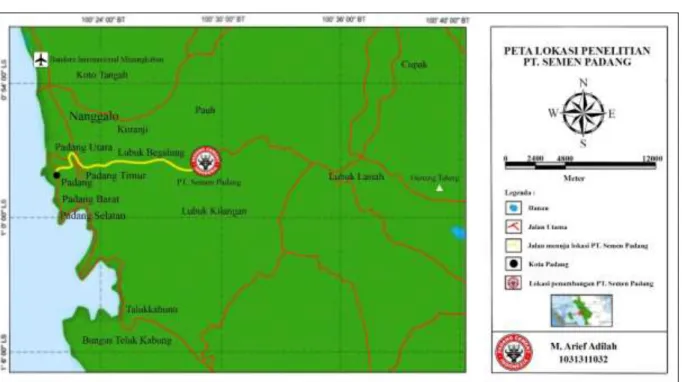 Gambar 1. Peta lokasi PT Semen Padang (Persero) di Bukit Karang Putih