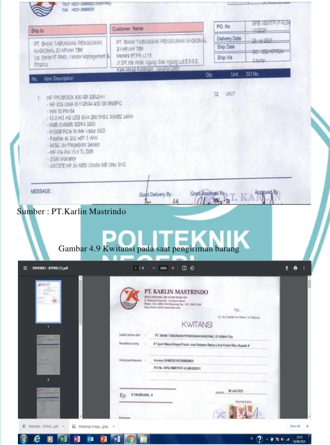 Gambar 4.8 Pengiriman barang ke user 
