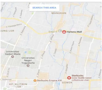 GAMBAR IV.  Peta Starbucks dan Hartono Mall 