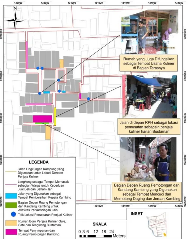 Gambar 2. Sebaran Lokasi Aktivitas Ekonomi di Kampung Bustaman   (sumber: analisis, 2015) 