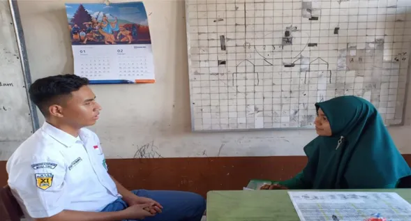 Gambar  III.  wawancara  bersama  salah  satu  siswa  Siswa  Kelas  XI.1  MIPA  Madrasah Aliyah Negeri Barito Utara 