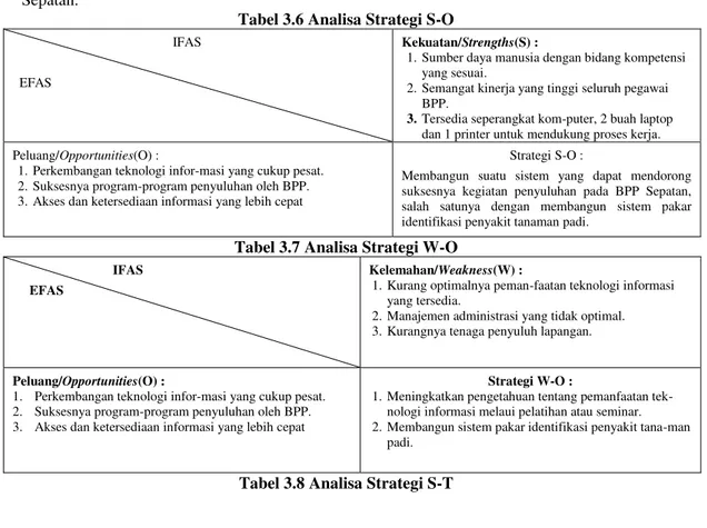 Tabel 3.6 Analisa Strategi S-O                                                  IFAS 