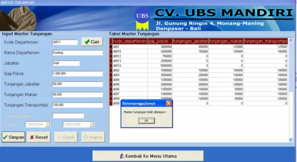 Gambar 5.12. Form Master Tunjangan 