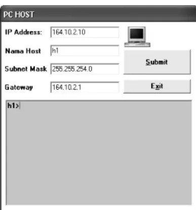Gambar 5.27. Set IP Address PC Host 1  PC Host 2 :  Set IP Address : 164.10.2.20  Nama Host : h2  Subnet mask : 255.255.254.0  Gateway : 164.10.2.1  
