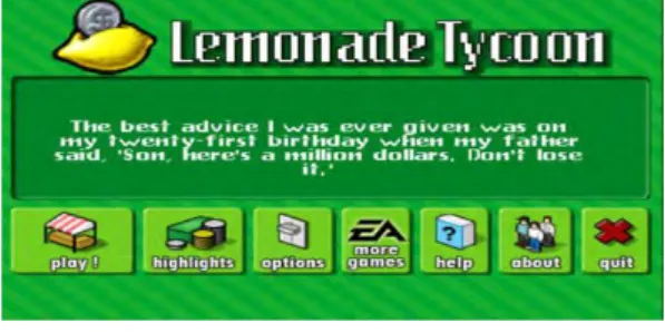 Gambar 2.2 : Menu di Lemonade Tycoon 