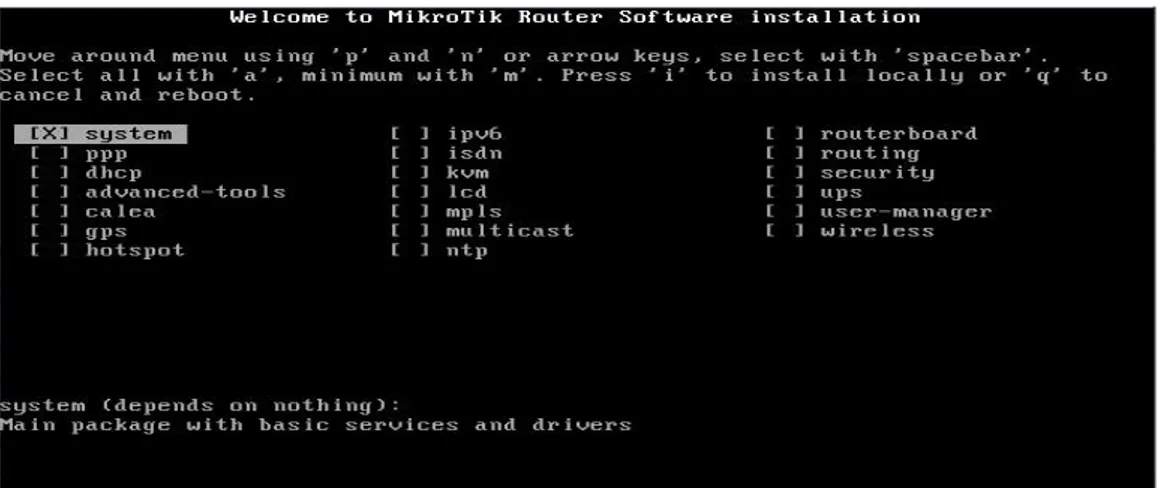 Gambar 3 Tampilan awal Mikrotik RouterOS 