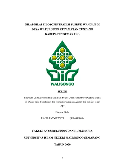 MAKNA SIMBOL FILOSOFIS UPACARA TRADISI SUSRUK WANGAN DI DESA WATUAGUNG ...