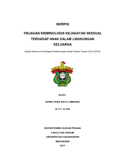 TINJAUAN KRIMINOLOGIS KEJAHATAN SEKSUAL TERHADAP ANAK DALAM LINGKUNGAN ...