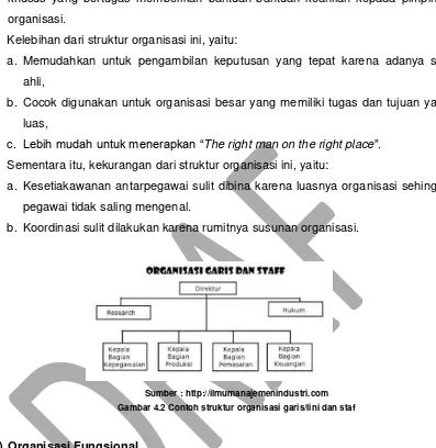 Gambar 4.2 Contoh struktur organisasi garis/lini dan staf 