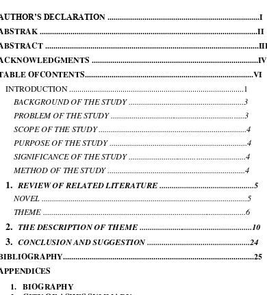 TABLE OFCONTENTS..................................................................................VI 