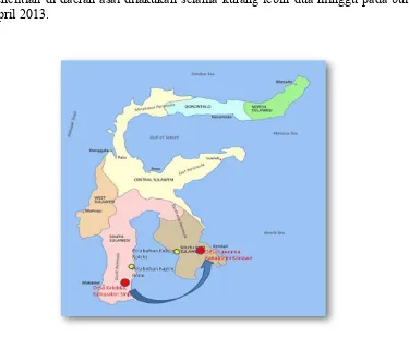 Gambar 2 Lokasi penelitian di Sulawesi Selatan dan Sulawesi Tenggara 