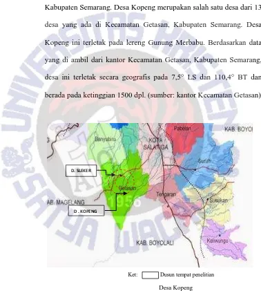 Gambar 4.1 Peta Wilayah Desa Kopeng  Sumber: kecamatan getasan, kabupaten semarang dalam google 