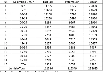 Tabel 4.3 Komposisi Penduduk Kota Pematanagsiantar Menurut Kelompok 