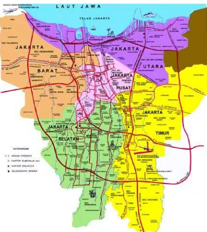 Gambar 4.1 Peta DKI Jakarta tanpa Kabupaten Administratif Kepulauan Seribu 