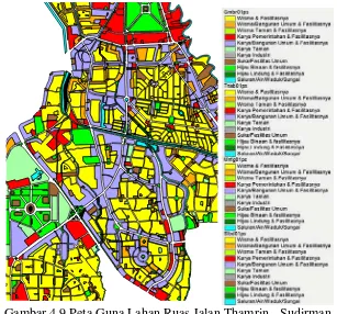 Gambar 4.9 Peta Guna Lahan Ruas Jalan Thamrin - Sudirman   Sumber: UU No. 26 tahun 2007 tentang Penataan Ruang 