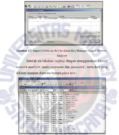 Gambar 4.7. Import Certificate Key ke dalam Key Manager Unsniff Network 