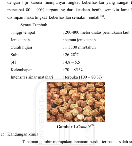 Gambar 1.Gambir (9) .  c)  Kandungan kimia  