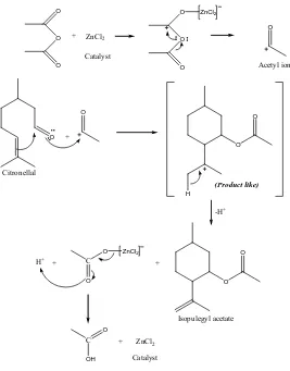 Figure 6 Pulegyl acetate hydrolysis mechanism over basic catalyst  