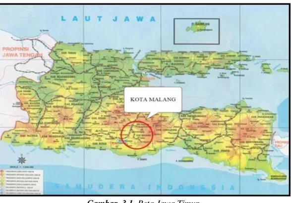 Gambar  3.1  Peta Jawa Timur 