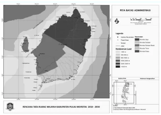 Gambar 1. Lokasi penelitian di Kabupaten Pulau Morotai  Sumber: Bappeda Kabupaten Pulau Morotai (2015) 