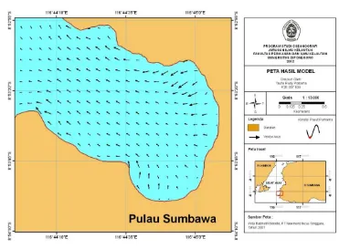 Gambar 4. Hasil Simulasi Model pada kondisi Purnama saat Pasang di Teluk Benete Bulan April 2011  