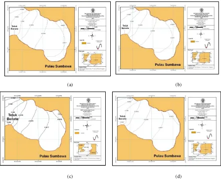 Gambar 6 . Peta Co-range Pasut kondisi Surut di Teluk Benete Bulan April 2011 