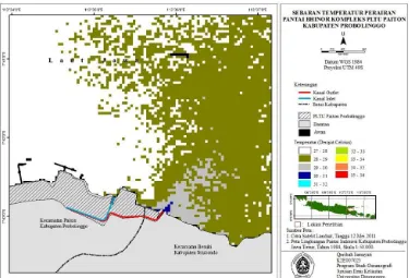 Gambar 3. Peta Sebaran Suhu Perairan Kompleks PLTU Paiton Tanggal 9 Juli 2009  
