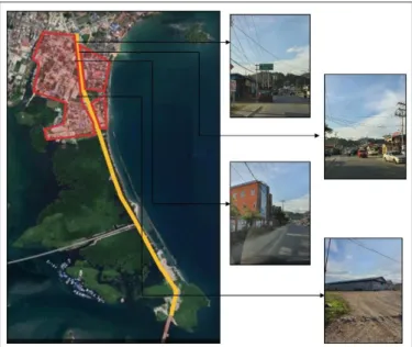 Gambar 3.1 Peta Eksisiting Jalur Pantai Hamadi  Sumber : Google Earth dan Hasil Observasi, 2021 