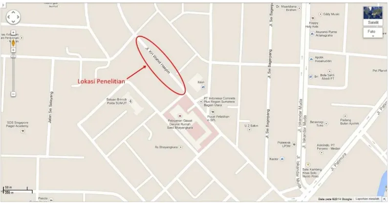 Gambar 3.6. Peta Lokasi Penelitian Jl. K.H Wahid Hasyim