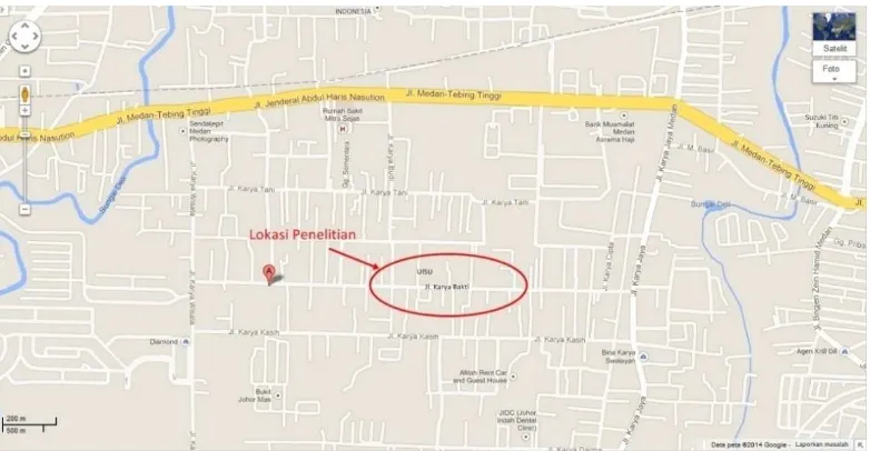 Gambar 3.7. Peta Lokasi Penelitian Jl. KaryaBakti