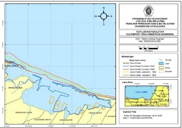 Gambar 9. Peta Perubahan Garis Pantai Semarang tahun 1995-2014 