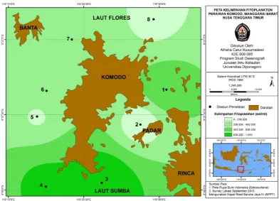 Gambar 3. Peta Sebaran Horisontal Kelimpahan Fitoplankton Perairan Komodo Bulan September 2013 