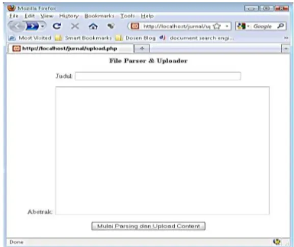 Gambar 2. Form Parsing &amp; Upload Engine  Fungsi  yang  terdapat  dalam  Upload  Engine, yaitu 