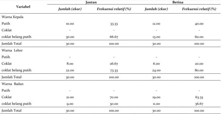 Tabel 1. Karakteristik kualitatif sapi Simbal jantan dan betina  Variabel 