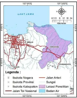 Gambar 1. Wilayah penelitian Kabupaten Karawang 
