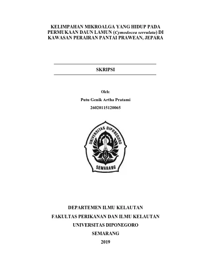 KELIMPAHAN MIKROALGA YANG HIDUP PADA PERMUKAAN DAUN LAMUN (Cymodocea ...