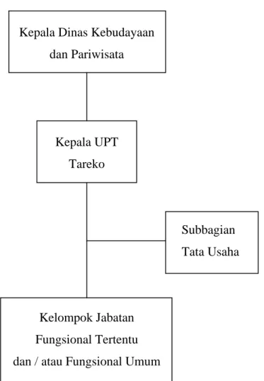 Gambar 2.3 Struktur Organisasi Unit Pelaksana Teknis (UPT) Tareko  pada Dinas Kebudayaan dan Pariwisata Kota Malang 