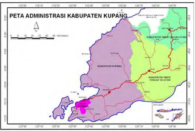 Gambar 4.2. Peta Provinsi Kabupaten Kupang NTT  4.2.2. Gambaran Umum Kabupaten Rote Ndao 