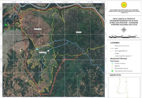 Gambar 9.  Peta sebaran sawah yang berpotensi ditingkatkan IP nya di Kecamatan  Duaboccoe, Kabupaten Bone 
