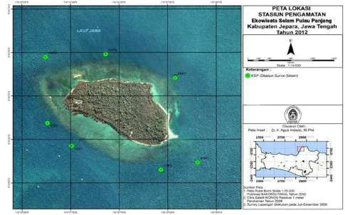 Gambar 1. Peta Stasiun Penelitian di Pulau Panjang 