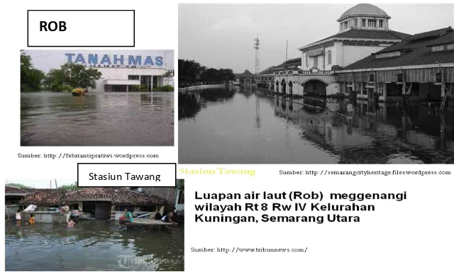 Gambar 3. Contoh kerusakan lingkungan di Pesisir Semarang (Rob). 