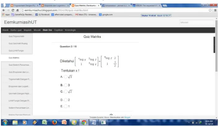 Gambar 5.3 tes online materi matriks
