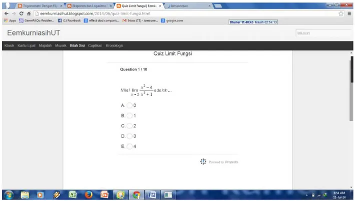 Gambar 5.4 tes online materi limit fungsi