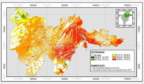 Gambar 6. Peta Distribusi  Suhu Permukaan Bulan  Juni  2017  Sampel  bulai  Mei,  Juni  dan  Oktober 