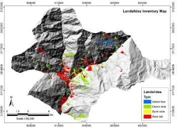 Figure 3.2: Landslides inventory of study area based on landslides type 
