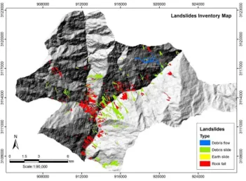 Figure 3.2: Landslides inventory of study area based on landslides type 