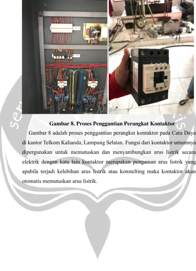 Gambar 8 adalah proses penggantian perangkat kontaktor pada Catu Daya  di kantor Telkom Kalianda, Lampung Selatan