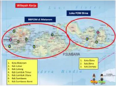 Gambar 1.2 Wilayah Kerja BBOM di Mataram dan Loka POM di Kabupaten Bima 