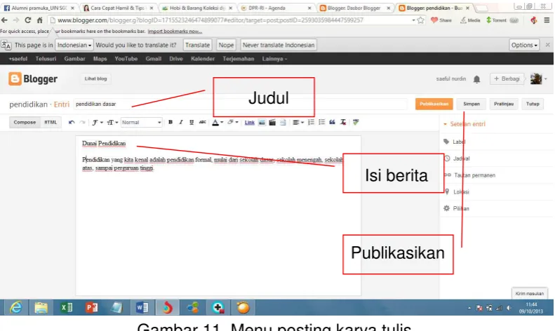 Gambar 11. Menu posting karya tulis 