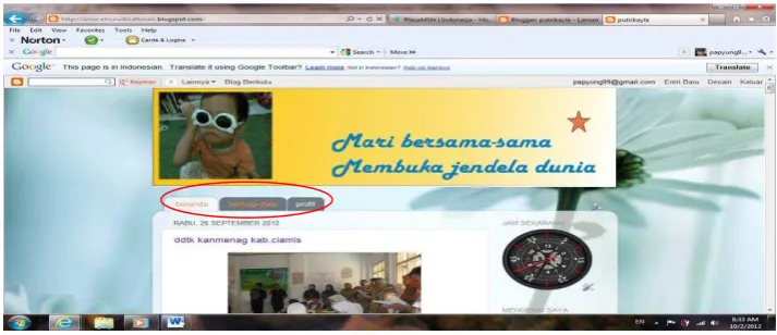 Gambar 14. Menu laman blog 